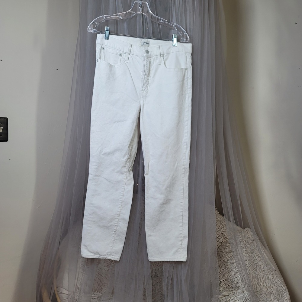 J Crew Y2K Retro Preppy Corduroy Ankle Pants White Bohemian 33x27 Size 30 Womens